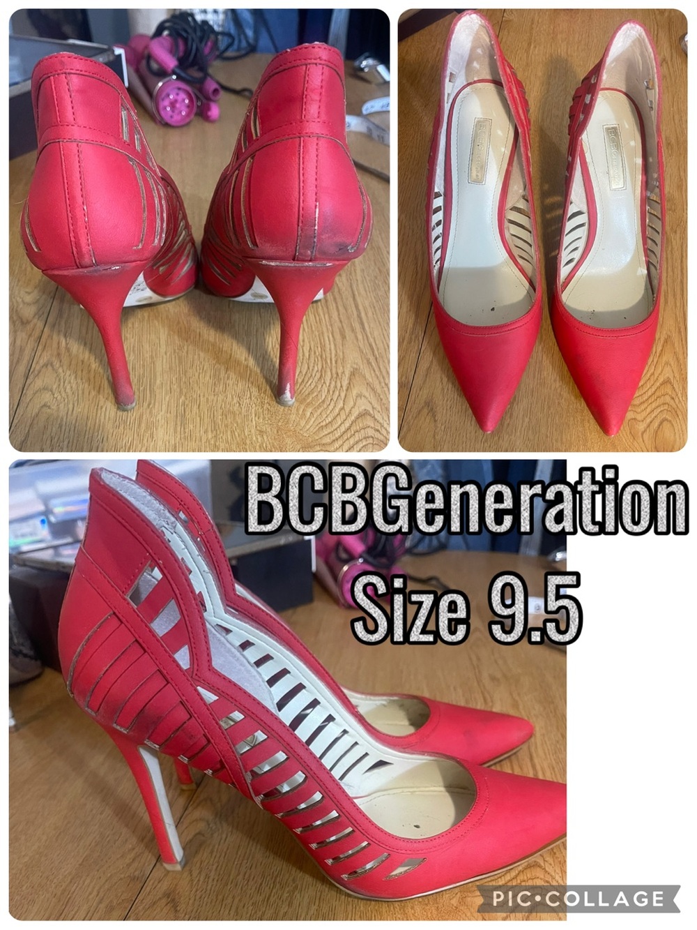 BCBGeneration Red Cutout Pointed-Toe Stiletto Heels